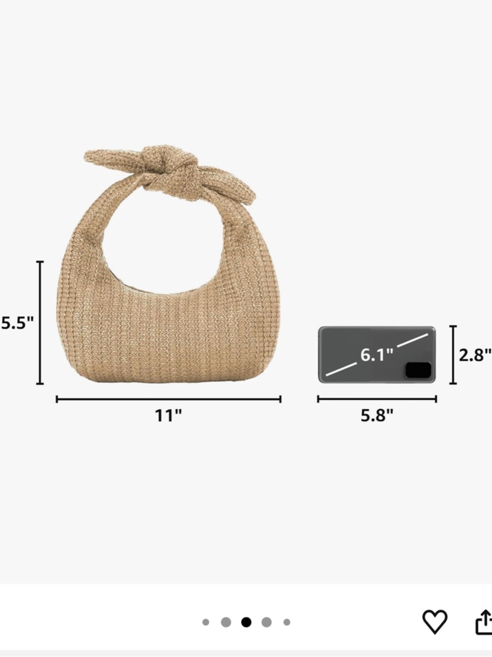 Knotted Straw Clutch Purses for Women, Summer Beach Bag, Dumpling Evening - Picture 3 of 8